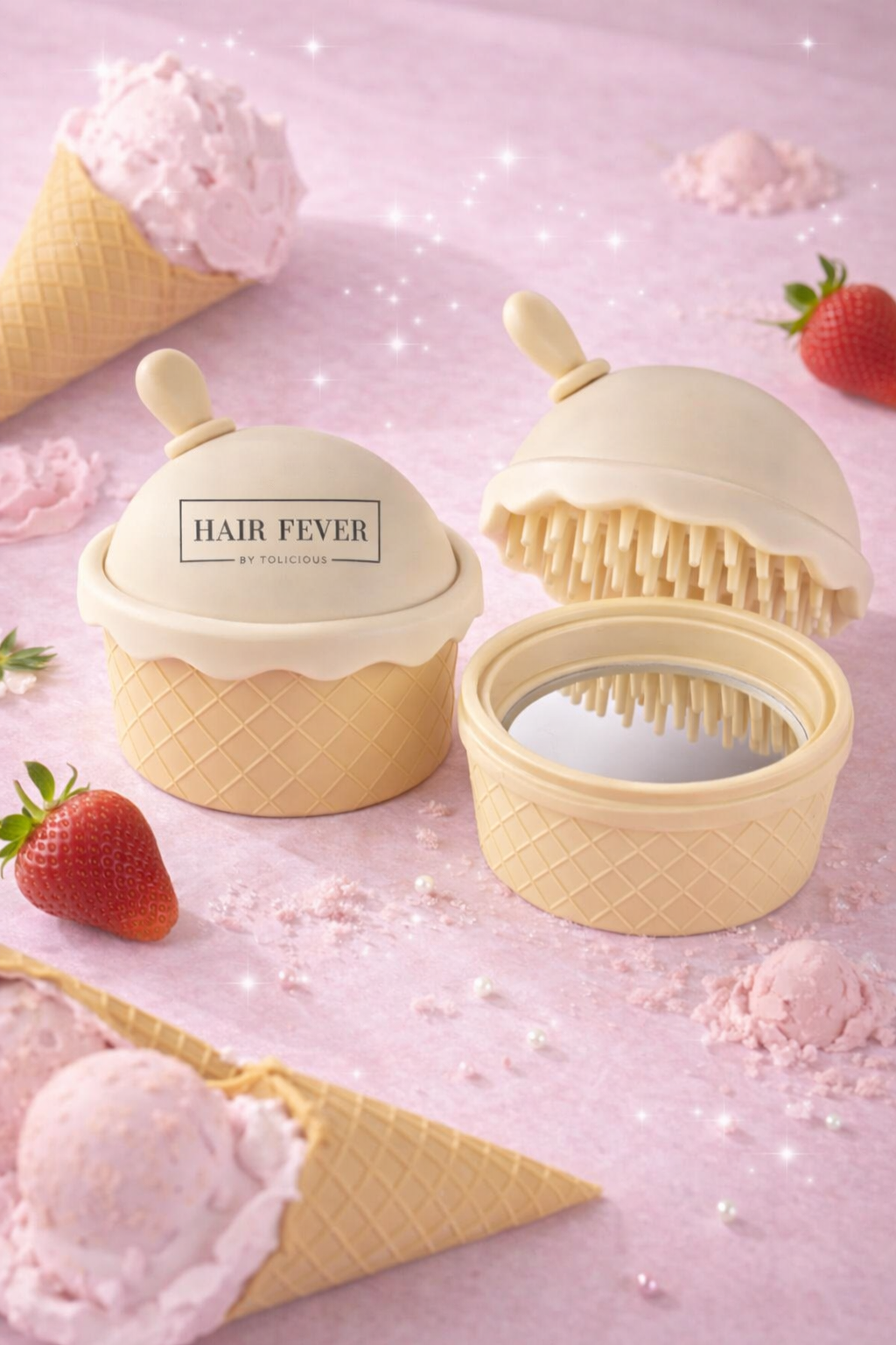 Hair Fever Scalp Massager Brush With Mirror & Oil Dispenser