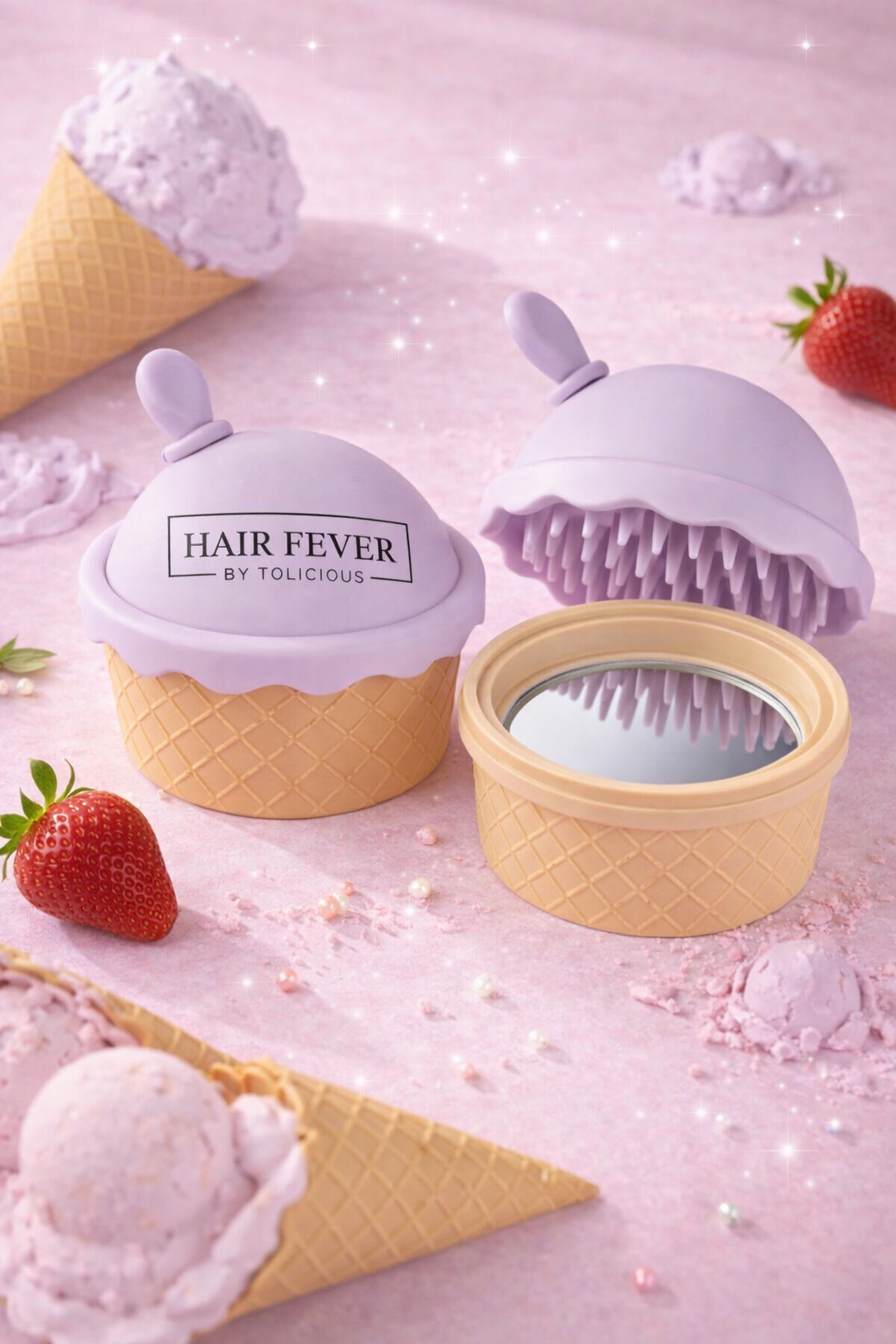 Hair Fever Scalp Massager Brush With Mirror & Oil Dispenser
