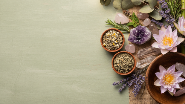 sow a holistic banner that invoke wellness when a customer vists website, leave a space on the left