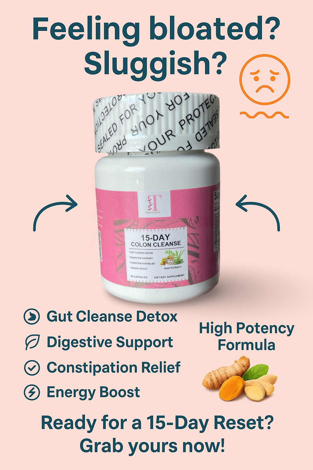 Tolicious wellness tea and detox gummies pack for gut cleanse, digestive support, and constipation relief
